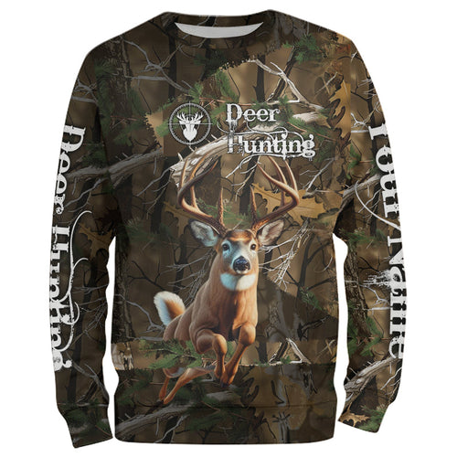 Whitetail Deer Hunting Custom Name Camo Shirt, Deer Hunting Clothing, Camouflage Deer Shirts FSD2385