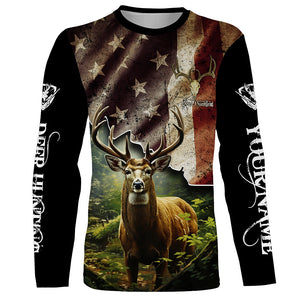 White-tailed Deer hunting American flag custom name Patriotic hunting Shirts, Hunting Gifts for hunters FSD2