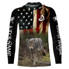 Load image into Gallery viewer, Coyote Trapping American Flag Custom Name 3D All over print shirts, Personalized trapping shirt gift FSD3060