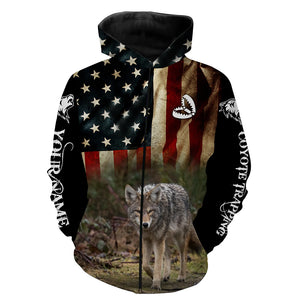 Coyote Trapping American Flag Custom Name 3D All over print shirts, Personalized trapping shirt gift FSD3060