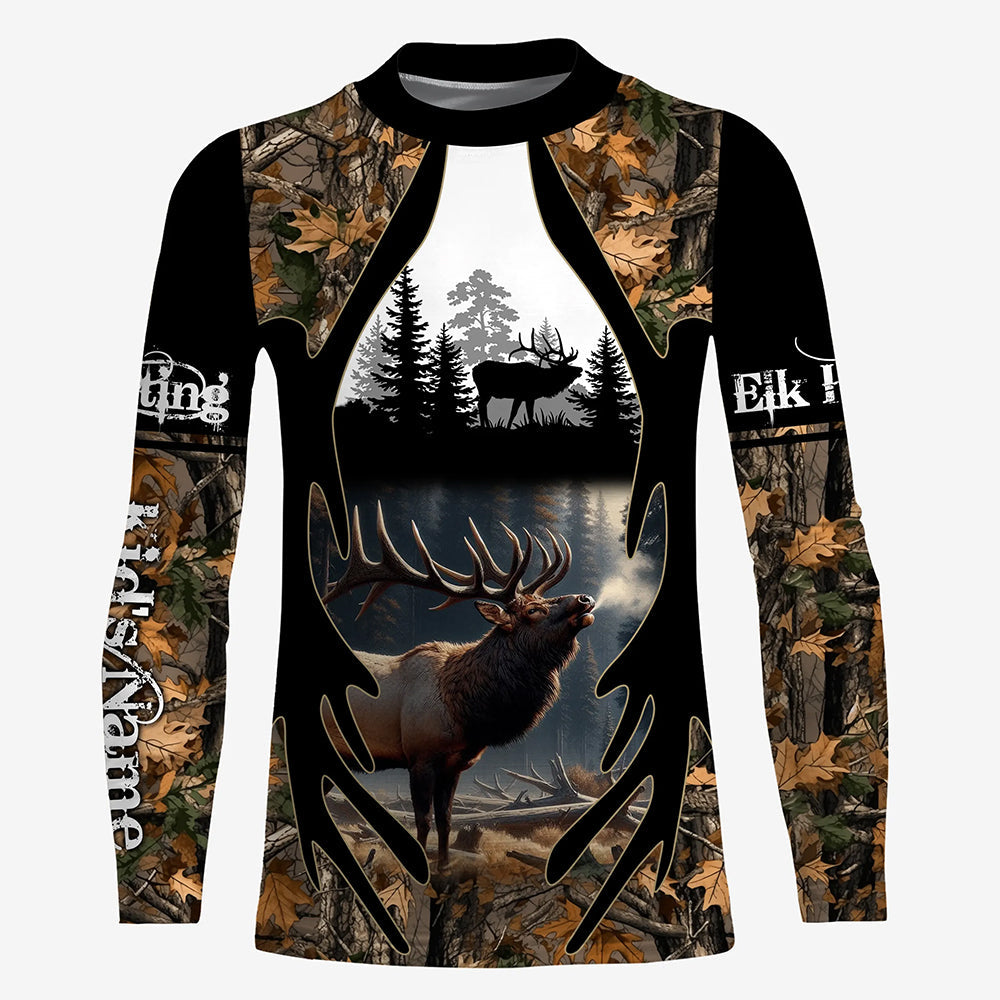 Best Elk Hunting Camouflage Custom Name Shirts for Hunters, Personalized Hunting Shirts FSD1812