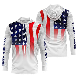 American flag Performance Shirts, Custom Name US Fishing water wave UV Protection shirts for Fisherman FSD4054