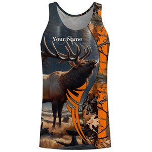 Elk hunting Orange camouflage custom Name all over print Shirts, Personalized gifts for hunter FSD1825