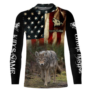 Coyote Hunting American Flag Custom Name 3D all over print Shirts, Coyote Hunting Clothing Gifts FSD109