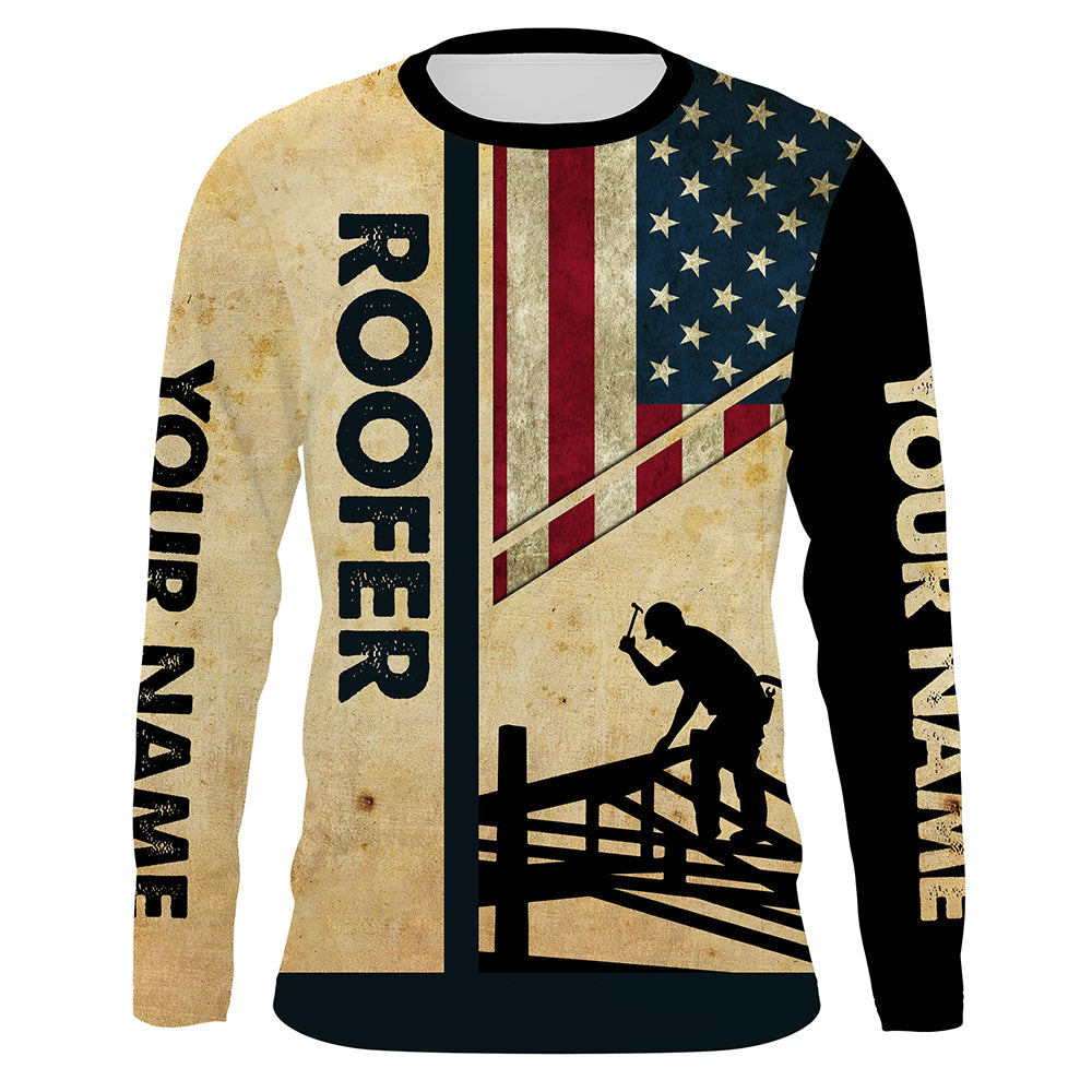 American flag Roofing custom Name UV Protection Shirts for Roofing Contractors, Roofing Expert FSD4057