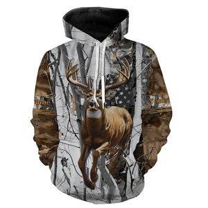 Deer Buck American Flag Custom Name 3D All over printed Shirts, Deer Hunting Shirt, Personalized Hunting Gifts - FSD2987