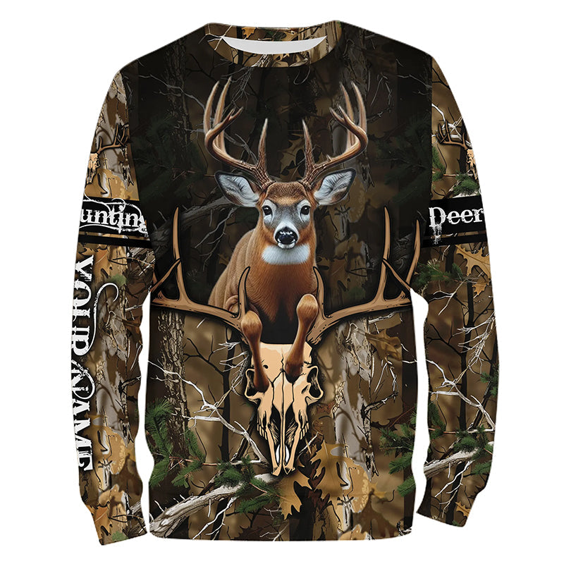 Deer Hunting Big Buck Jumping Camouflage Custom Name all over print Shirts, Deer Hunting Gifts FSD745