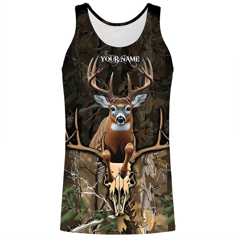 Deer Hunting Big Buck Jumping Camouflage Custom Name all over print Shirts, Deer Hunting Gifts FSD745