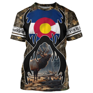 Elk hunting Colorado flag custom Name camo all over print Shirts, Personalized gifts for hunter FSD1556