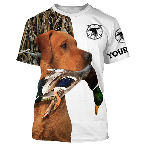 Duck Hunting With Dog Fox Red Labrador Custom Name 3D Full Printing Shirts For Men Women - Personalized Hunting Gifts FSD1888