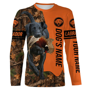 Pheasant Hunting with Dogs Black Labs Customize Name Shirts for Bird Hunter, Labrador Retriever shirt FSD4027