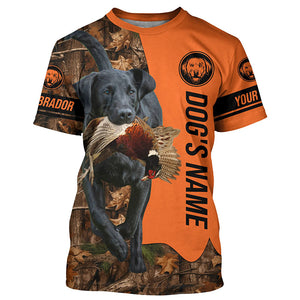 Pheasant Hunting with Dogs Black Labs Customize Name Shirts for Bird Hunter, Labrador Retriever shirt FSD4027