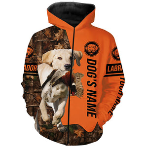 Pheasant Hunting with Dogs Yellow Labs Customize Name Shirts for Bird Hunter, Labrador Retriever shirt FSD4028