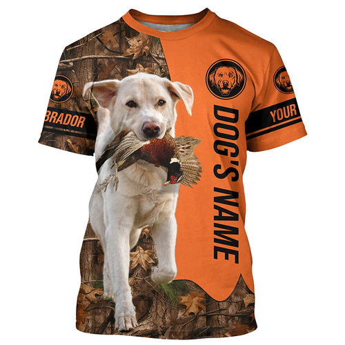 Pheasant Hunting with Dog white Labs customize Name Shirts for Bird Hunter, Labrador Retriever shirt FSD4034