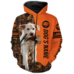 Pheasant Hunting with Dog white Labs customize Name Shirts for Bird Hunter, Labrador Retriever shirt FSD4034