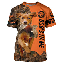 Load image into Gallery viewer, Pheasant Hunting with Dog Fox red Labs Customize Name Shirts for Bird Hunter, pheasant hunter FSD4036