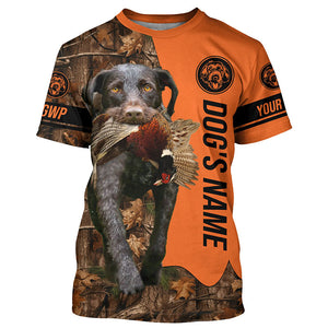 Pheasant Hunting with Dog German Wirehaired Pointers GWP Customize Name Shirts for Bird Hunter FSD4037