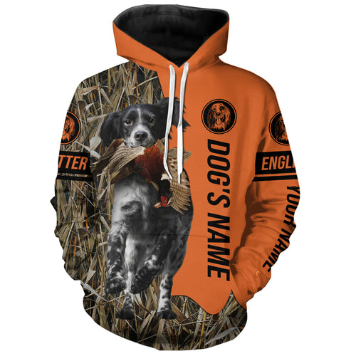 English Setter (black and white) Hunting Dog Customized Name Shirts for Hunters, Bird Hunting FSD4234