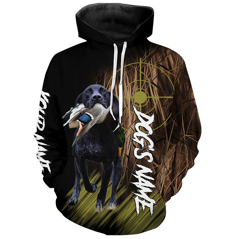 Black GSP German Shorthaired Pointer Custom Name Hunting Dog Shirts for Hunter, Gifts for Hunters FSD4583