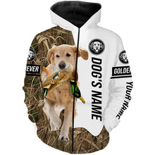 Load image into Gallery viewer, Duck Hunting with Light Golden Retriever Dog Custom Name Camo Full Printing Shirts, Hoodie FSD3587