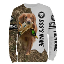 Load image into Gallery viewer, Duck Hunting with Red Golden Retriever Dog Custom Name Camo Full Printing Shirts, Hoodie FSD3588