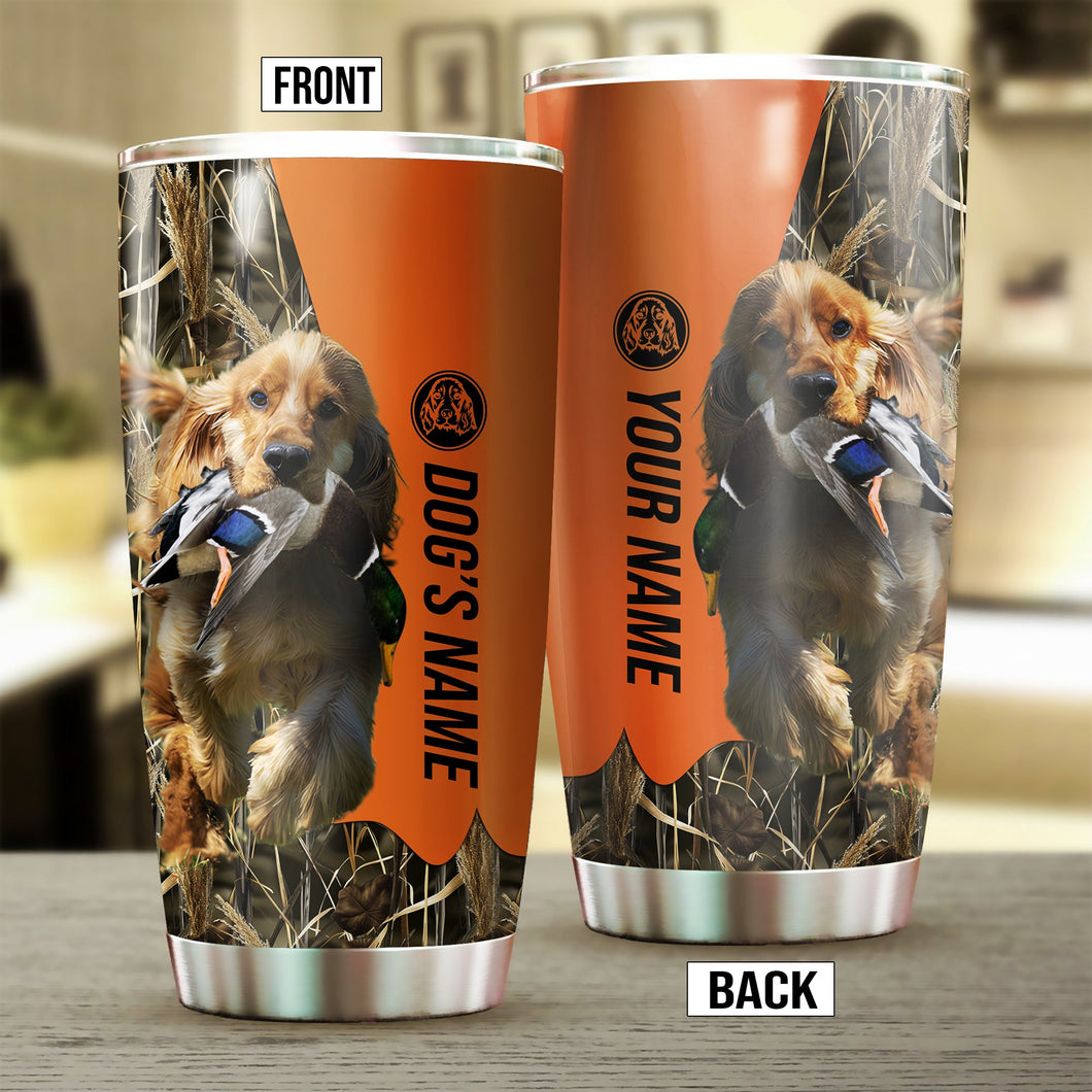 English Cocker Spaniel Birds & Deer shed Hunting Dog Custom name Stainless Steel Tumbler Cup FSD4374