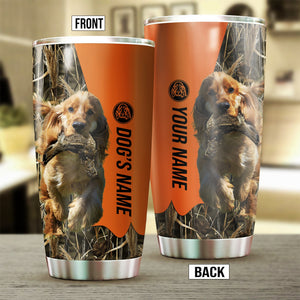 English Cocker Spaniel Birds & Deer shed Hunting Dog Custom name Stainless Steel Tumbler Cup FSD4374