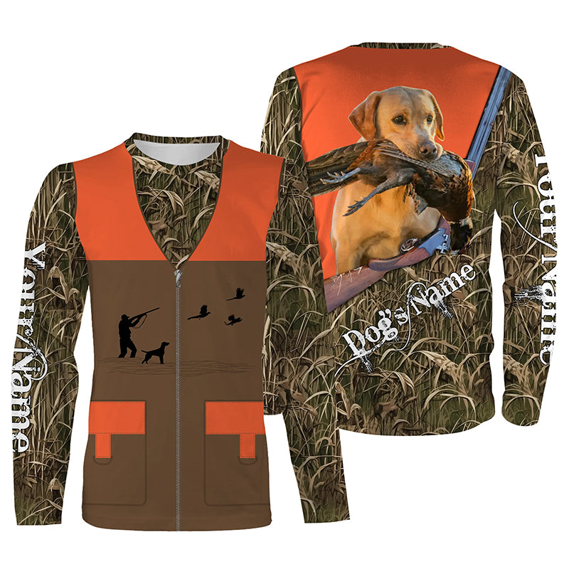 Custom Name Yellow Labrador Retriever Dog Pheasant Upland Hunting Vest shirt for Men FSD3985