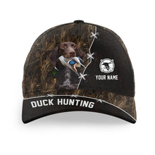 Load image into Gallery viewer, Duck Hunting Hat Waterfowl Camo with many Duck Hunting Dogs to choose from, Personalized  Duck Hunting Hat FSD4210