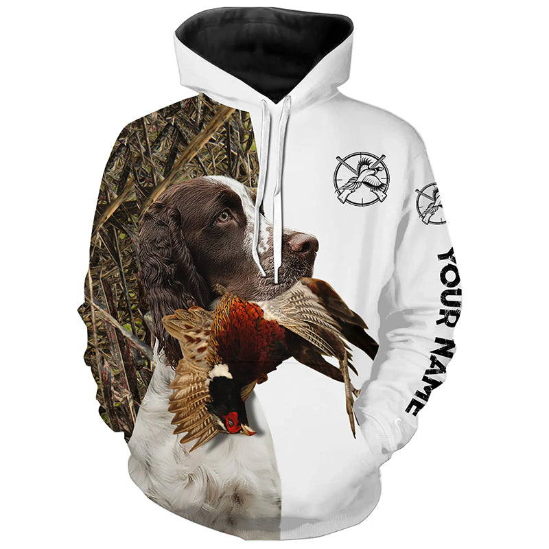 Pheasant Hunting With Dog English Springer Spaniel Custom Name All Over Printed Shirts - Personalized Hunting Gifts FSD1919