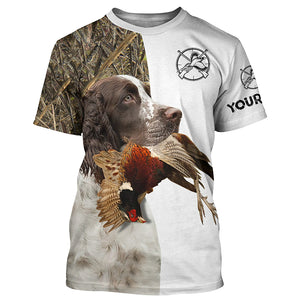 Pheasant Hunting With Dog English Springer Spaniel Custom Name All Over Printed Shirts - Personalized Hunting Gifts FSD1919