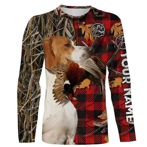 English Pointer (Orange and white) Pheasant Hunting Dog Red Plaid Camo Shirts, Christmas Hunting Gifts FSD4243