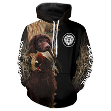 Load image into Gallery viewer, Irish Water Spaniel Hunting Dog Custom Name Hoodie Shirt for Hunter FSD4749