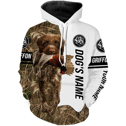 Pheasant Hunting With Griff Dog Wirehaired pointing griffon Custom Name All Over Print Shirts FSD3599