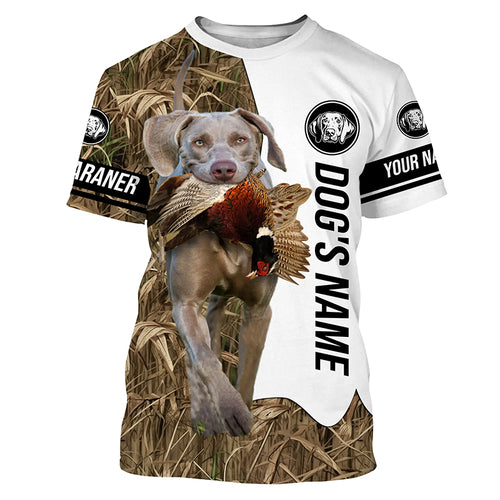 Pheasant Hunting with Dog Weimaraner Custom Name Camo Full Printing Shirts, Hoodie FSD2694