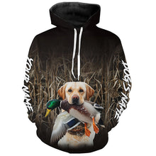 Load image into Gallery viewer, Duck Hunting Waterfowl Camo Yellow Labrador Retriever Dog Shirts, Personalized Duck Hunting clothes FSD4541