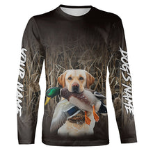 Load image into Gallery viewer, Duck Hunting Waterfowl Camo Yellow Labrador Retriever Dog Shirts, Personalized Duck Hunting clothes FSD4541