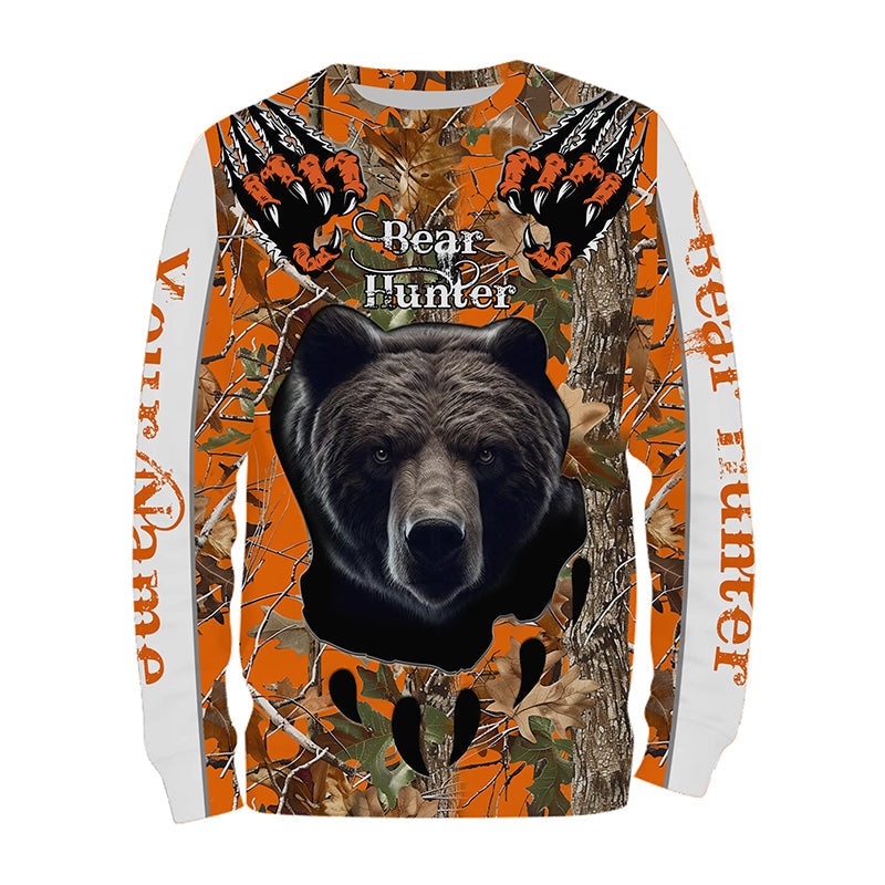 Bear Hunting orange Camouflage custom Name all over print Shirts, Bear hunting Shirt, gift for Hunter FSD228