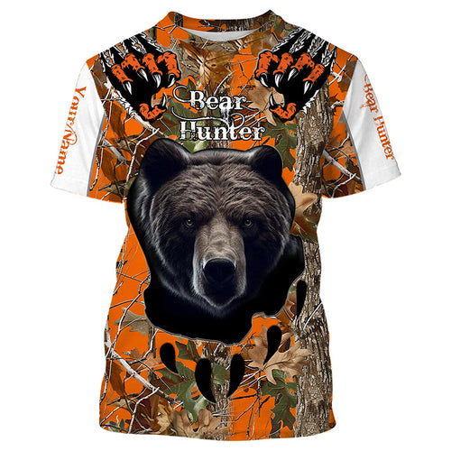 Bear Hunting orange Camouflage custom Name all over print Shirts, Bear hunting Shirt, gift for Hunter FSD228