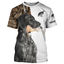 Load image into Gallery viewer, Quail Hunting with Black German Shorthaired Pointer GSP Custom Name Camo Full Printing Shirts FSD3607