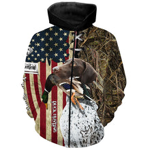 Load image into Gallery viewer, German Shorthaired Pointer Hunting Bird Dog Duck Hunter American flag full printing shirt, Hoodie FSD3261