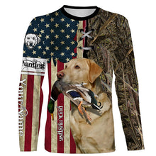 Load image into Gallery viewer, Yellow Labrador Retriever Hunting Bird Dog Duck Hunter American flag full printing shirt, Hoodie FSD3262