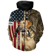 Load image into Gallery viewer, Yellow Labrador Retriever Hunting Bird Dog Duck Hunter American flag full printing shirt, Hoodie FSD3262