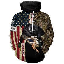 Load image into Gallery viewer, Black Labrador Retriever Hunting Bird Dog Duck Hunter American flag full printing shirt, Hoodie FSD3263