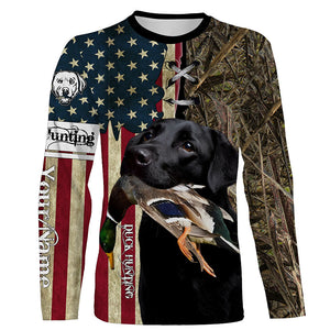 Black Labrador Retriever Hunting Bird Dog Duck Hunter American flag full printing shirt, Hoodie FSD3263