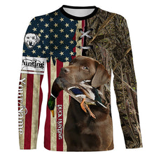 Load image into Gallery viewer, Chocolate Labrador Retriever Hunting Bird Dog Duck Hunter American flag full printing shirt, Hoodie FSD3264