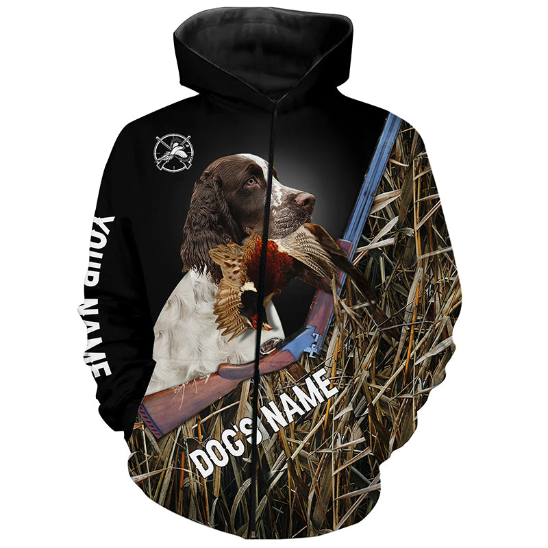 English Springer Spaniel Gun Dog Pheasant Hunting Custom Name Shirts for Pheasant Hunters FSD3920