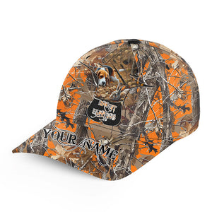 Rabbit hunting Orange camo Custom Name hunting hat, Adjustable Unisex Hunting Baseball hat FSD3488