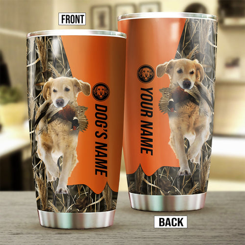 Golden Retriever Birds & Deer shed Hunting Dog Custom name Stainless Steel Tumbler Cup FSD4322