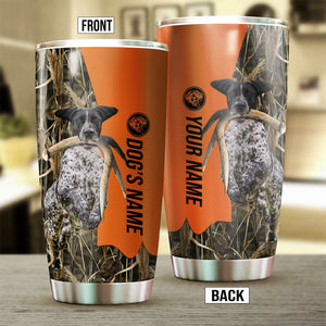 Black and white GSP Birds & Deer shed Hunting Dog Custom name Stainless Steel Tumbler Cup FSD4328